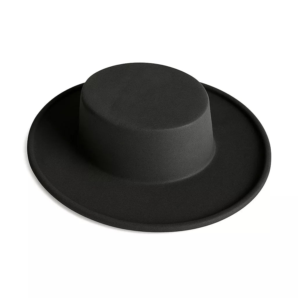Sombrero Cordobés flocado negro liso adulto