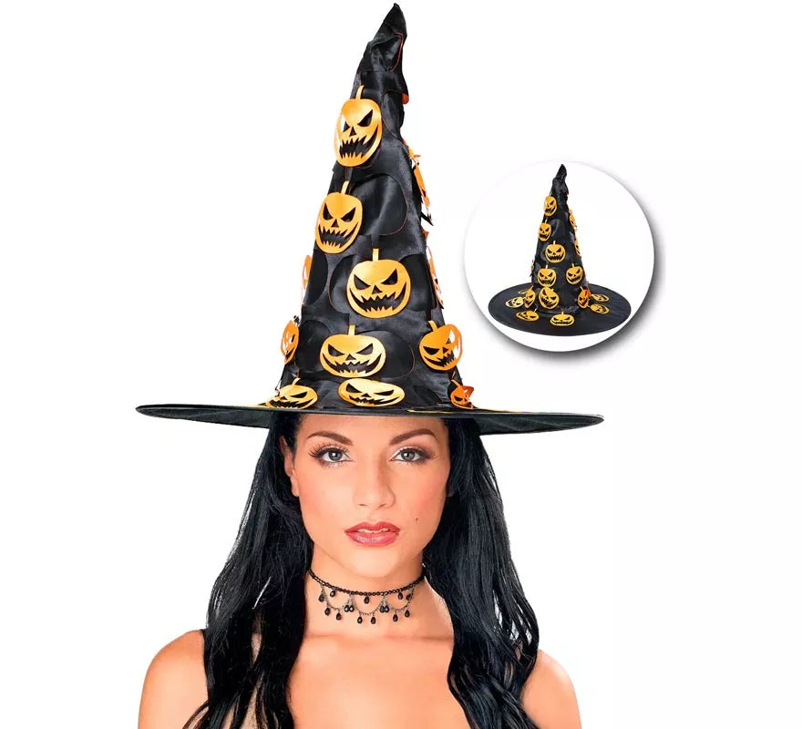 Sombrero de Bruja con Calabaza Colgante