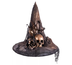 Hexenhut mit Totenköpfen 45x45x40 cm