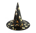 Sombrero de Bruja negro con estampado dorado de 30x40 cm
