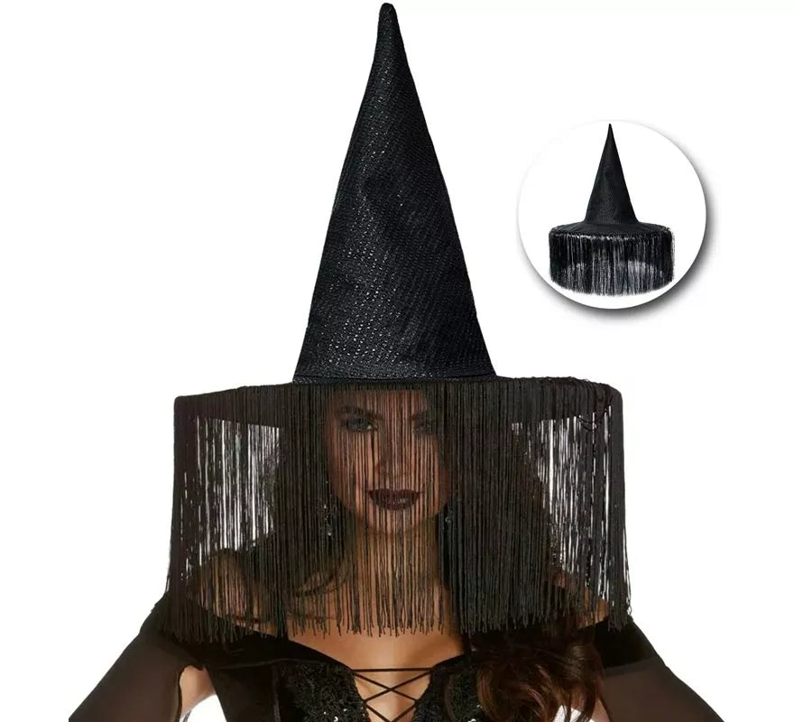 Translation missing: de.Sombrero de Bruja negro con Flecos