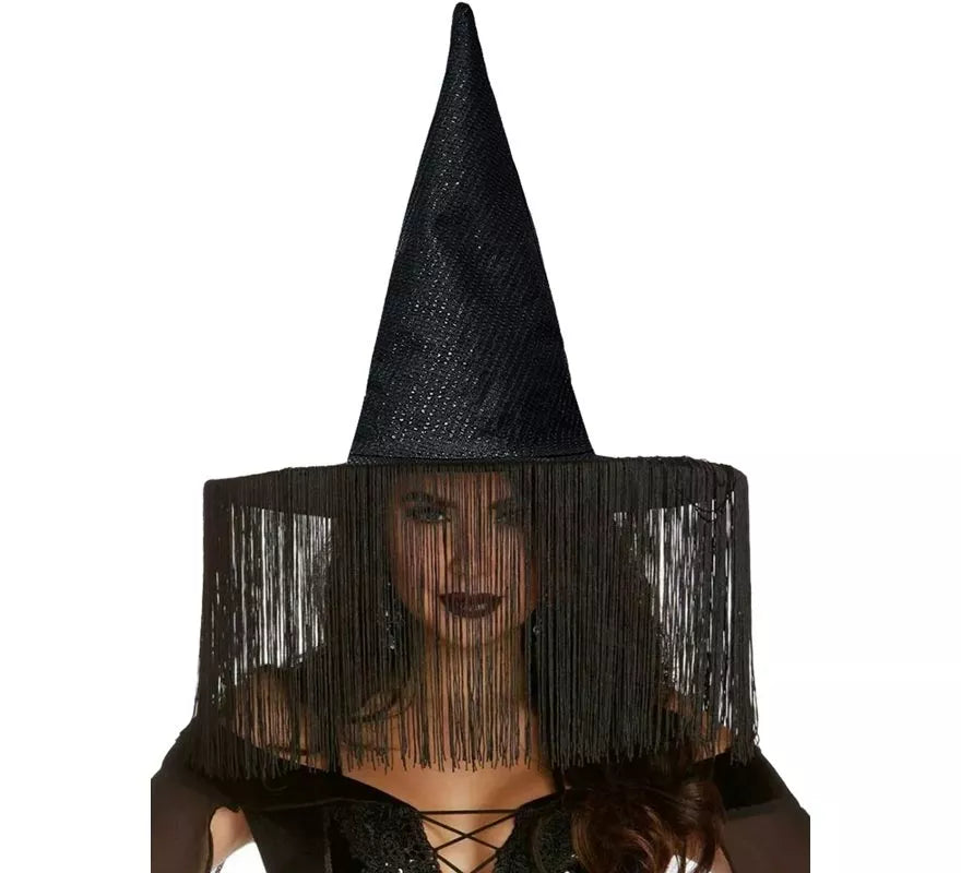 Translation missing: de.Sombrero de Bruja negro con Flecos