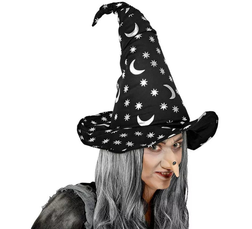 Sombrero de Bruja o Mago con Luna y Estrellas adulto