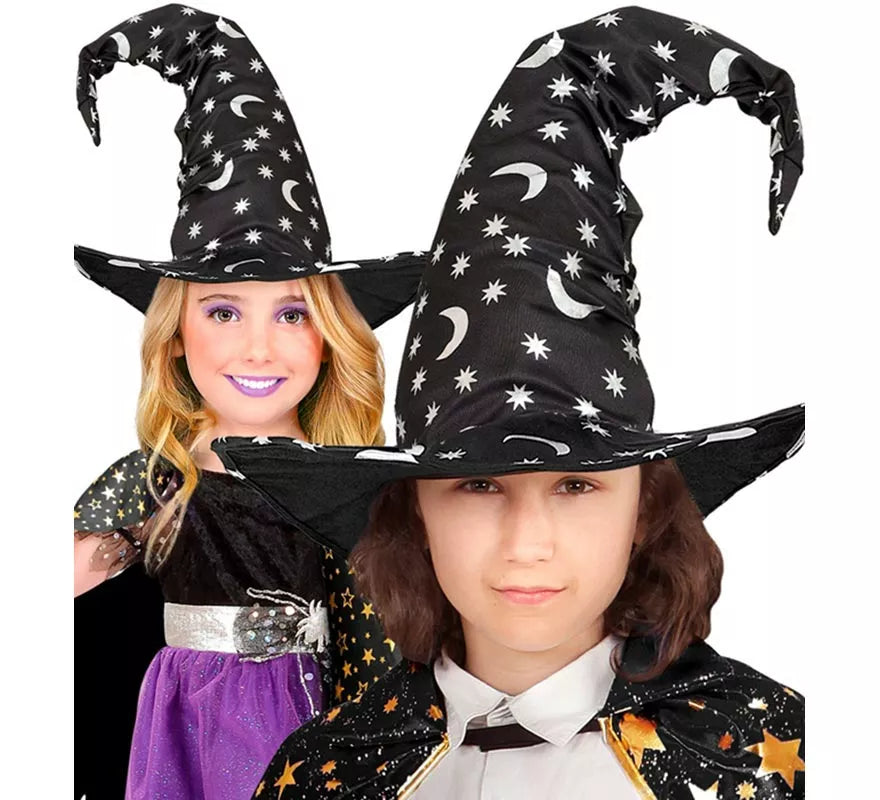 Translation missing: de.Sombrero de Bruja o Mago con Luna y Estrellas Infantil