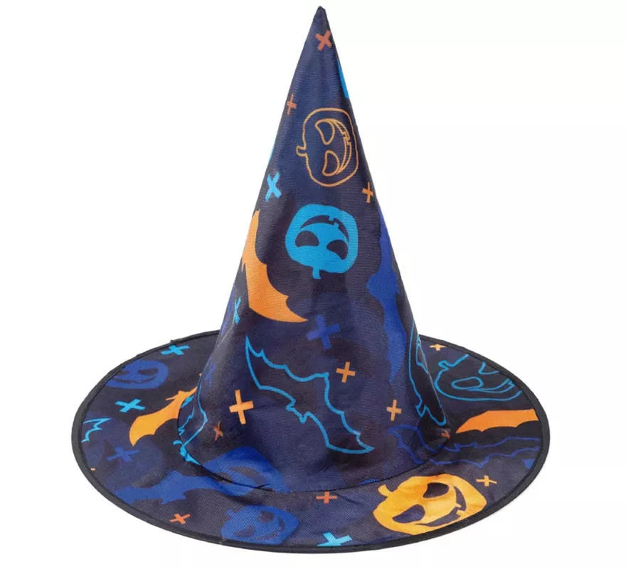 Translation missing: de.Sombrero de Bruja Print Murciélagos azul