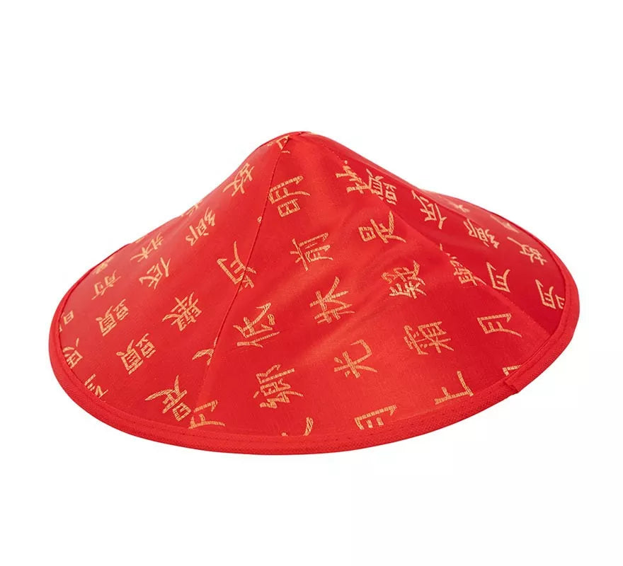 Translation missing: de.Sombrero de Chino rojo estampado adulto de 32 cm