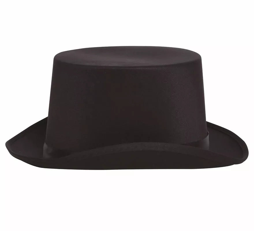 Translation missing: de.Sombrero de copa o Chistera de satín de alta calidad negra de 58 cm