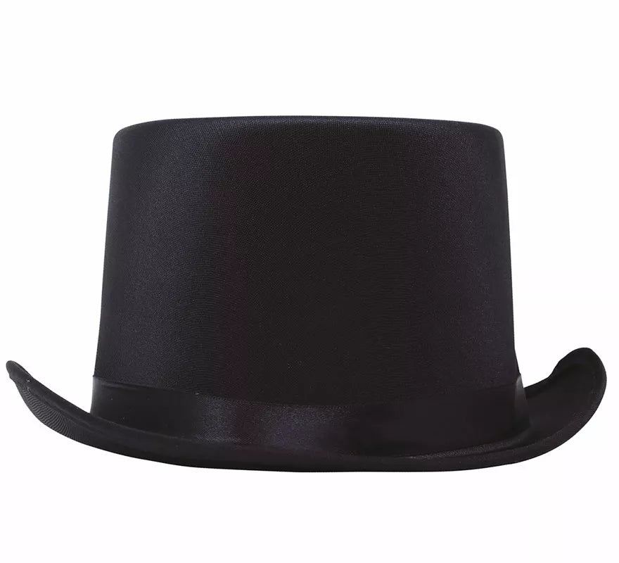 Sombrero de copa o Chistera de satín de alta calidad negra de 58 cm