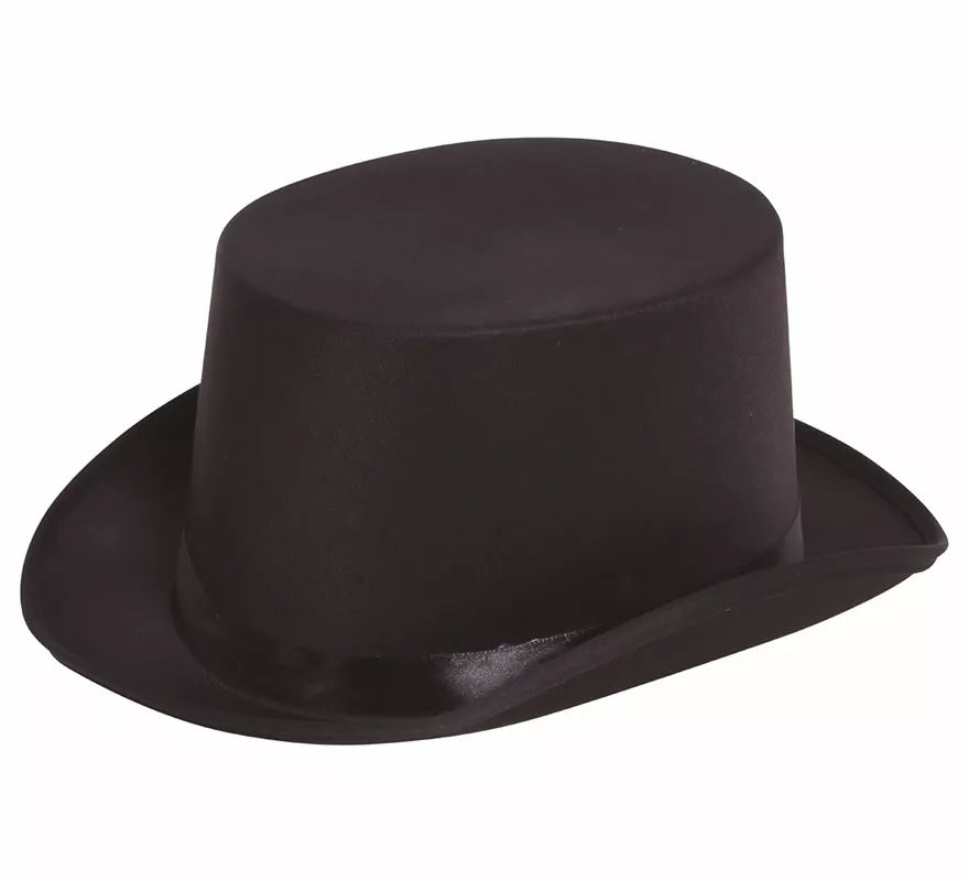 Sombrero de copa o Chistera de satín de alta calidad negra de 58 cm