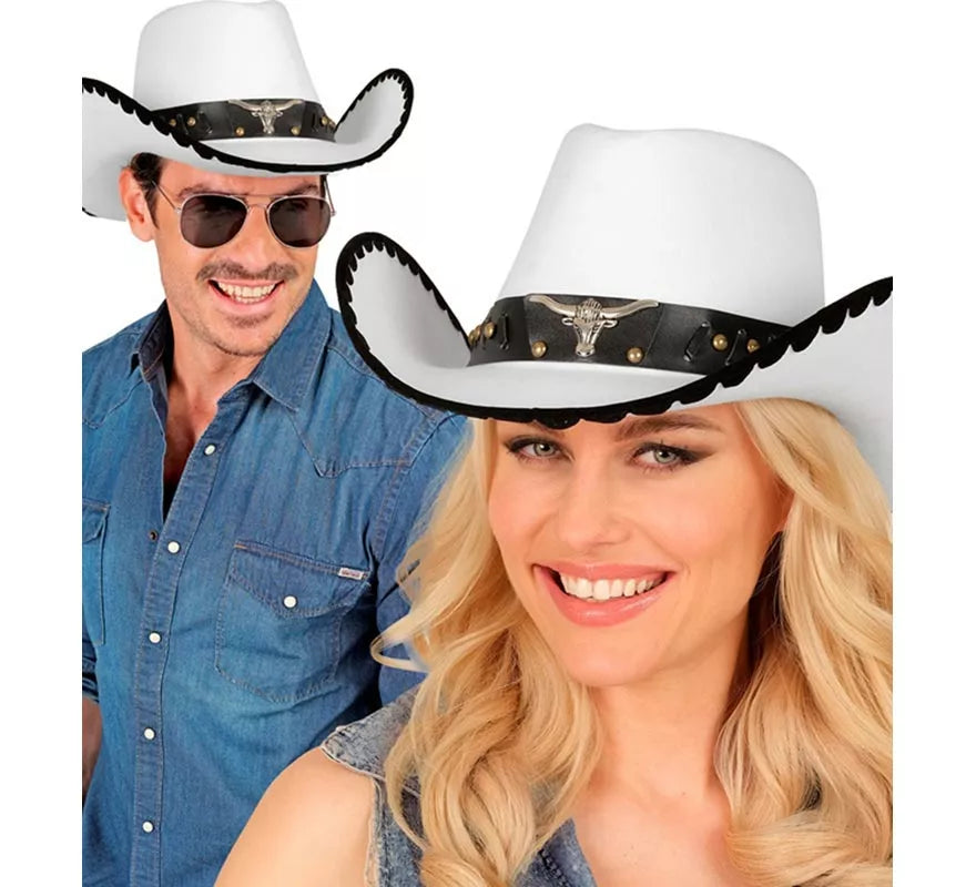 Translation missing: de.Sombrero de Cowboy con Toro de Fieltro blanco