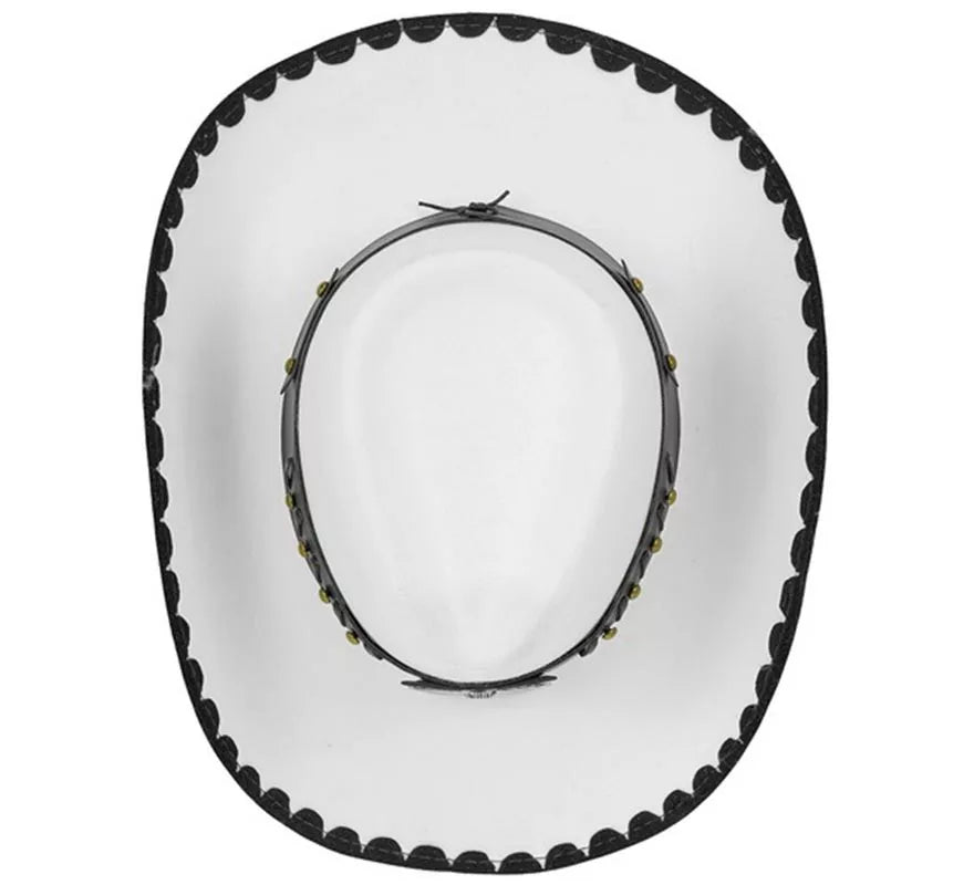 Sombrero de Cowboy con Toro de Fieltro blanco