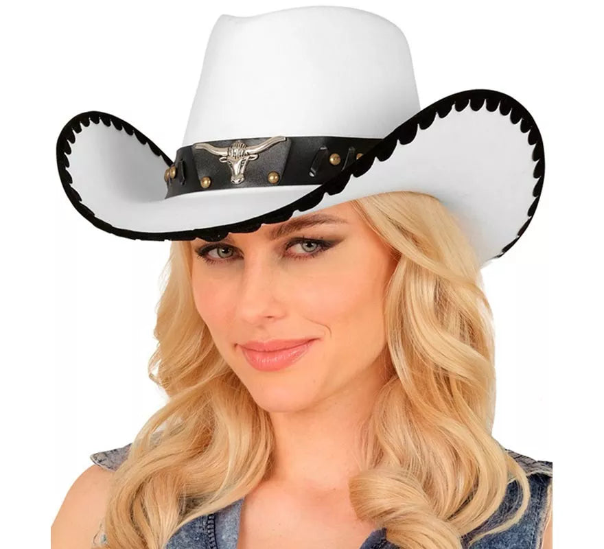 Translation missing: de.Sombrero de Cowboy con Toro de Fieltro blanco