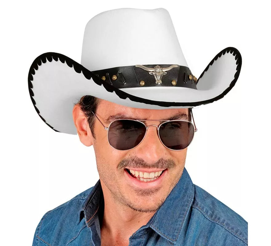 Translation missing: de.Sombrero de Cowboy con Toro de Fieltro blanco