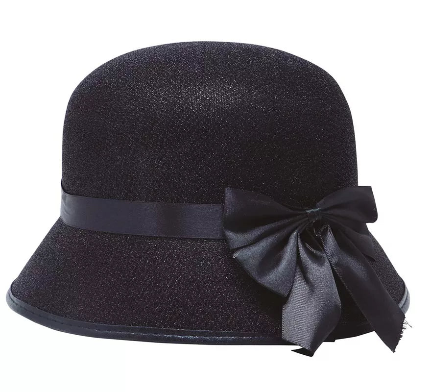 Translation missing: de.Sombrero de Dama Años 20 Negro con Lazo