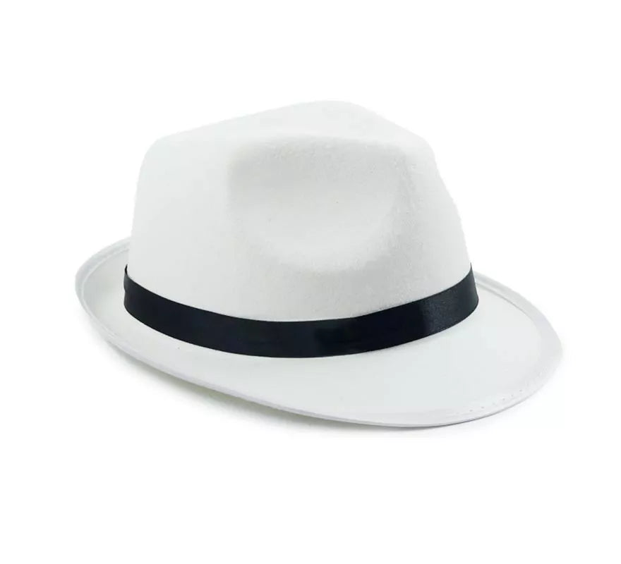 Translation missing: de.Sombrero de Gángster blanco con cinta negra