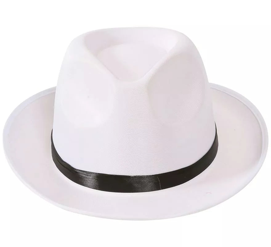 Translation missing: de.Sombrero de Gánster blanco con banda negra