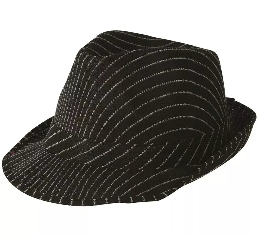 Translation missing: de.Sombrero de Gánster negro a rayas blancas