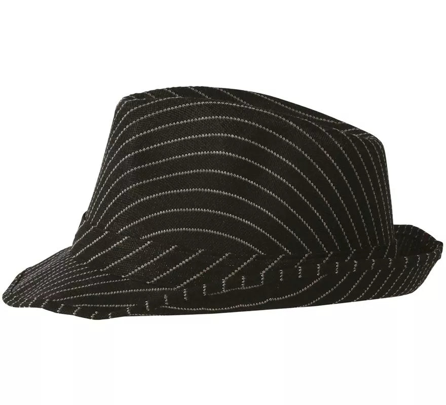 Sombrero de Gánster negro a rayas blancas