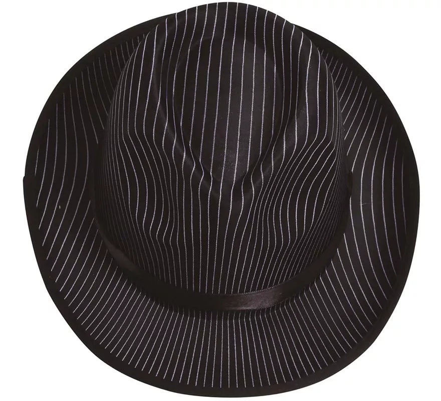 Translation missing: de.Sombrero de Gánster negro a rayas blancas con banda negra