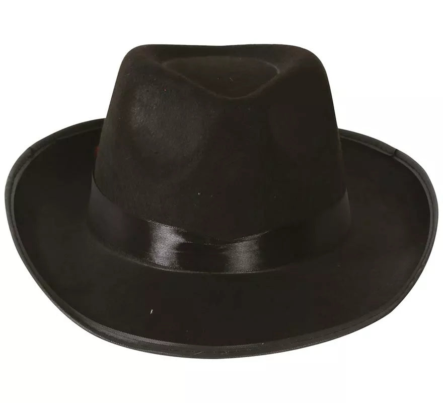 Translation missing: de.Sombrero de Gánster negro con banda negra