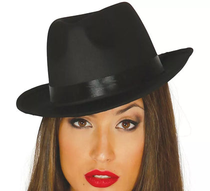 Sombrero de Gánster negro con banda negra