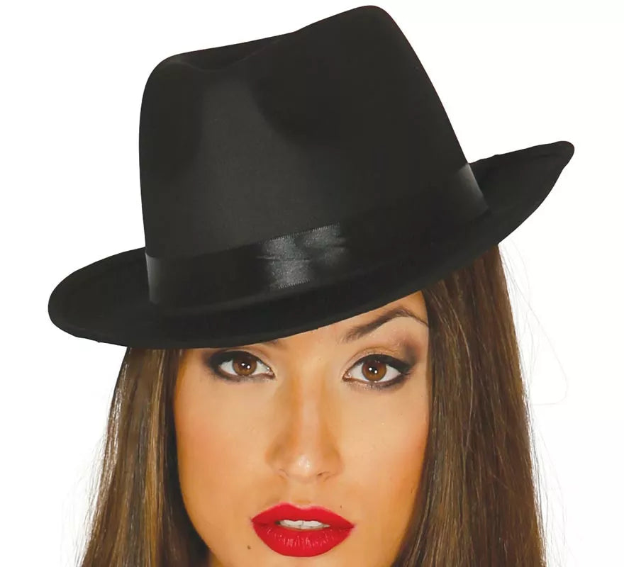 Translation missing: es.Sombrero de Gánster negro con banda negra