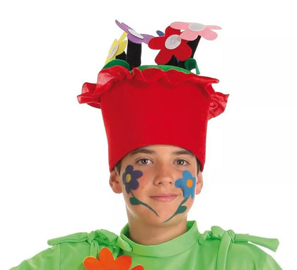 Sombrero de Maceta con flores infantil