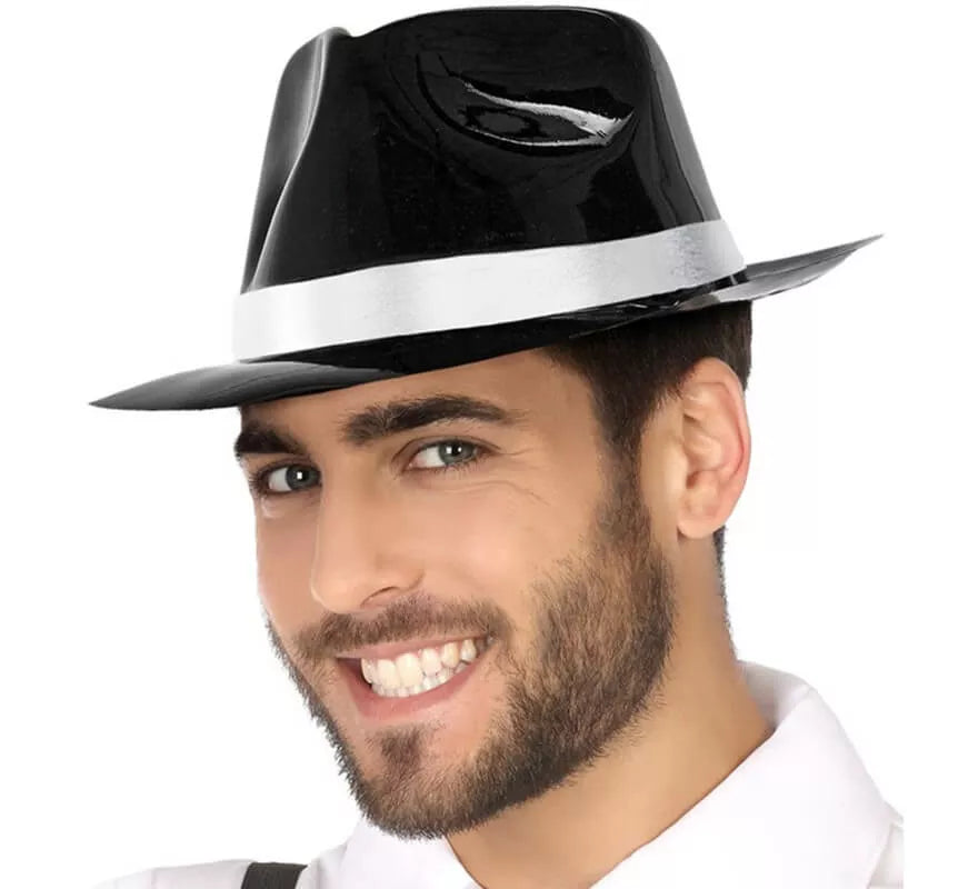 Translation missing: de.Sombrero de Mafioso Negro y Blanco con Brillo