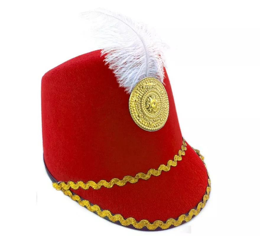 Translation missing: de.Sombrero de Majorette rojo con pluma infantil