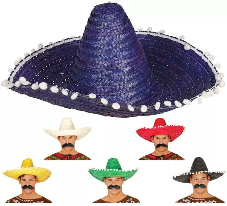 Sombrero de Mexicano con Borlas en varios colores de 50 cm