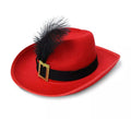 Sombrero de Mosquetero rojo con pluma infantil