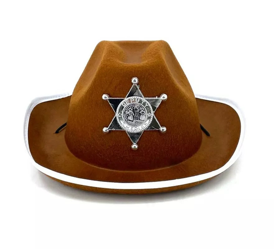 Translation missing: de.Sombrero de Sheriff marrón con placa de 29x10 cm infantil