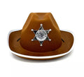 Sombrero de Sheriff marrón con placa de 29x10 cm infantil
