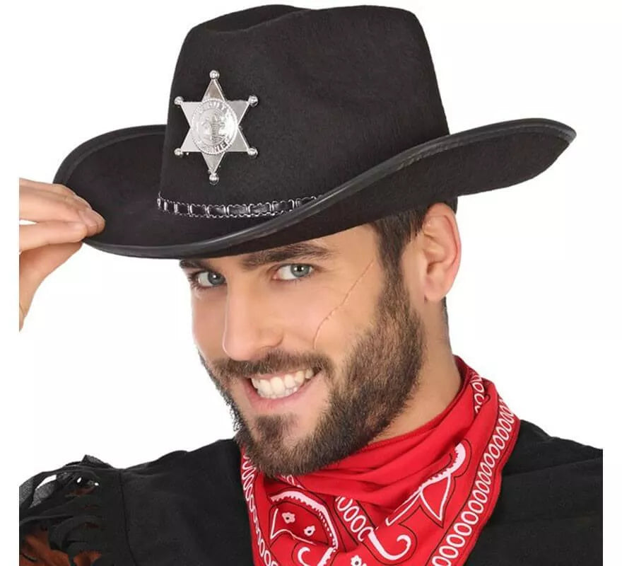 Translation missing: de.Sombrero de Sheriff Negro con Estrella