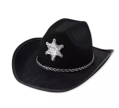 Schwarzer Sheriff-Hut mit Erwachsenenabzeichen