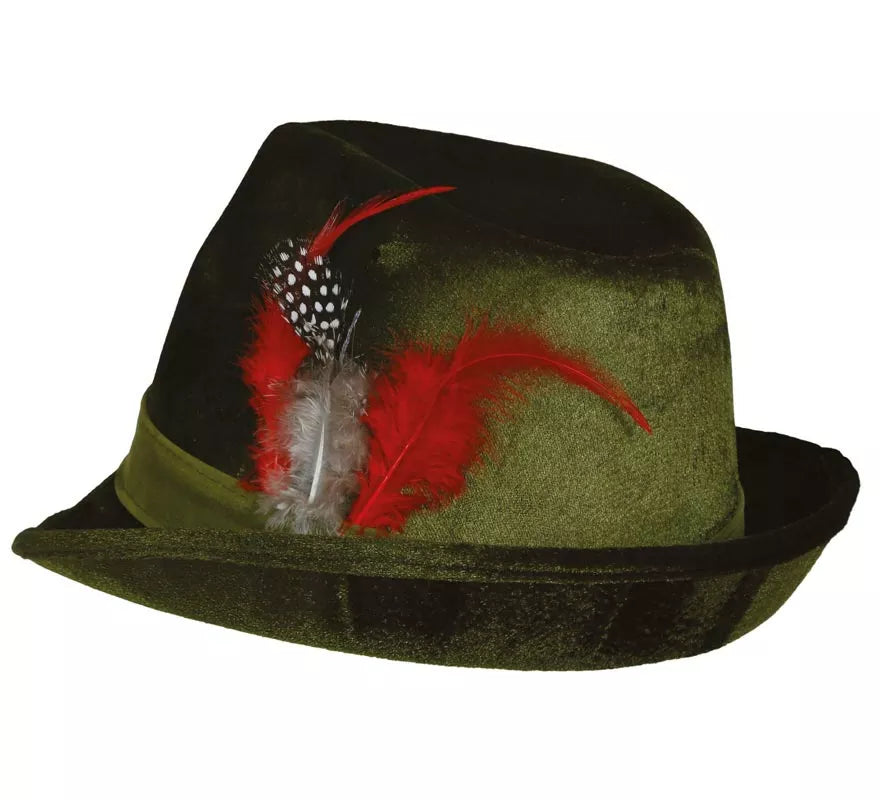 Sombrero de Tirolés con Pluma roja