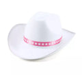 Sombrero de Vaquera blanco con cinta adulto