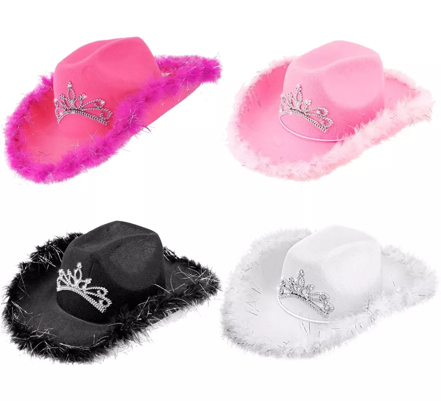 Translation missing: de.Sombrero de Vaquera con Tiara y Borde de Plumas en varios colores
