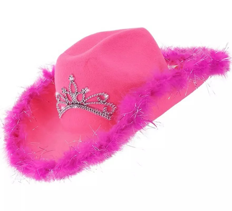 Translation missing: de.Sombrero de Vaquera con Tiara y Borde de Plumas en varios colores