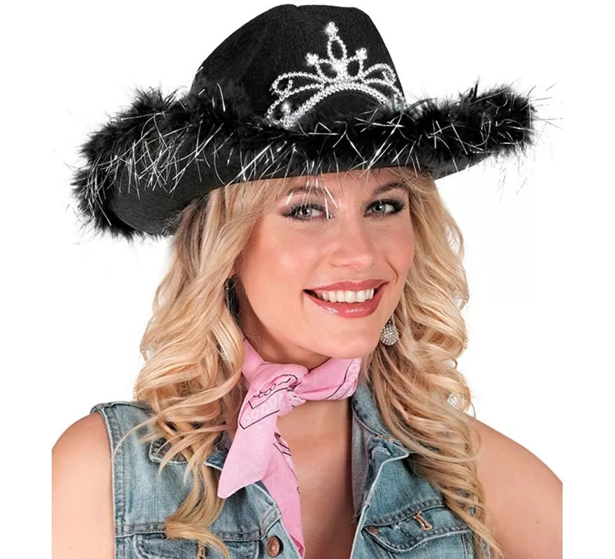Translation missing: de.Sombrero de Vaquera con Tiara y Borde de Plumas en varios colores