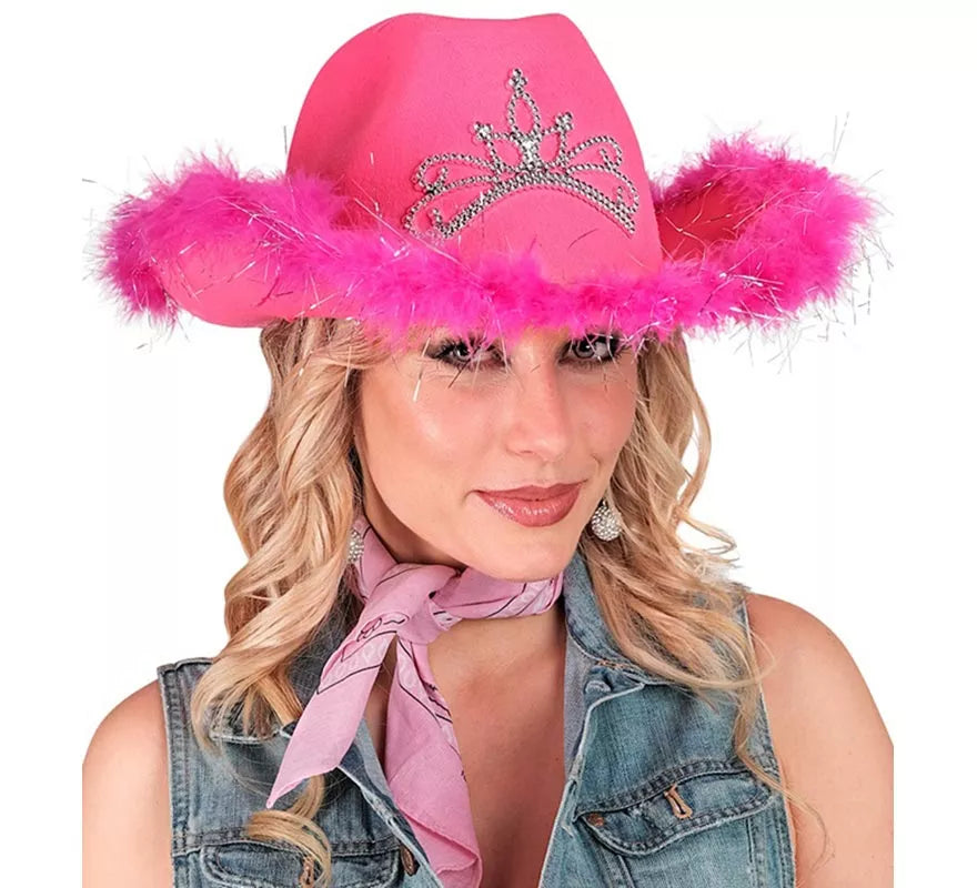 Translation missing: de.Sombrero de Vaquera con Tiara y Borde de Plumas en varios colores