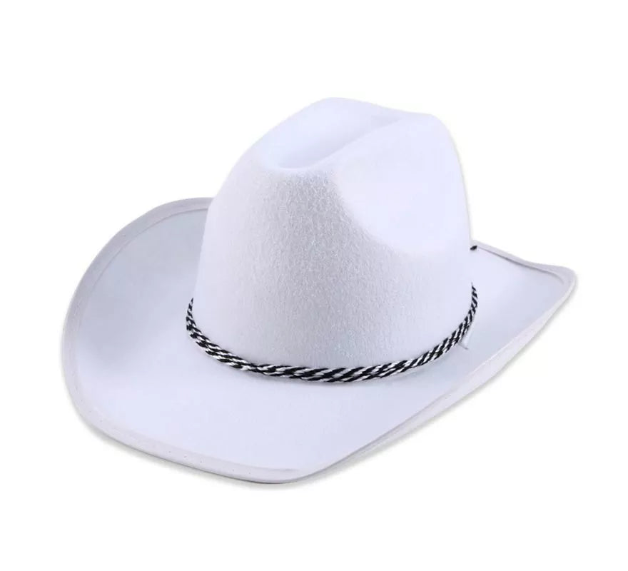 Translation missing: de.Sombrero de Vaquero blanco cordón negro adulto