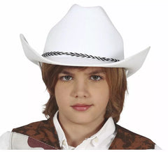Cowboyhut aus weißem Filz für Kinder