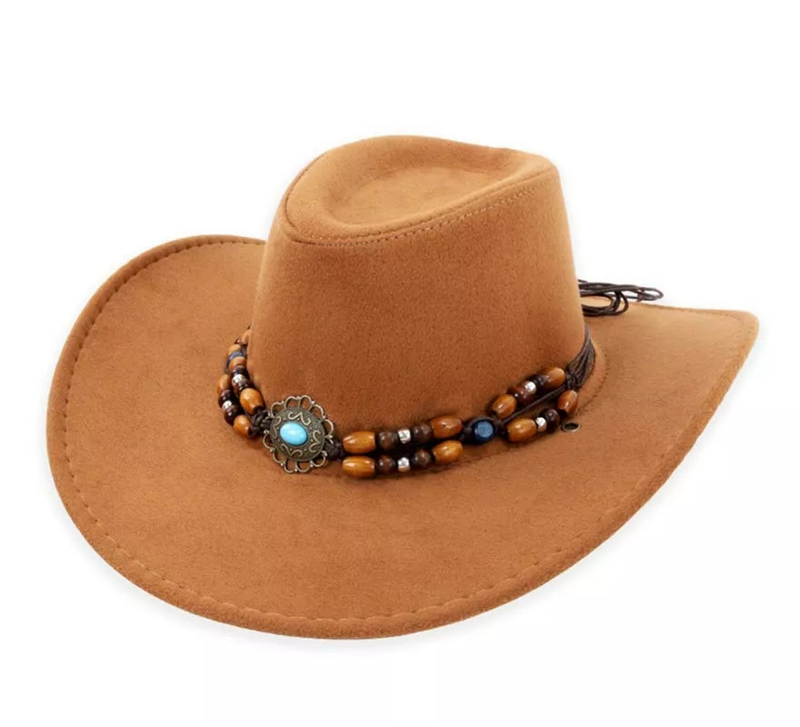 Translation missing: de.Sombrero de Vaquero con Abalorios marrón claro adulto