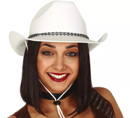 Sombrero de vaquero de terciopelo blanco