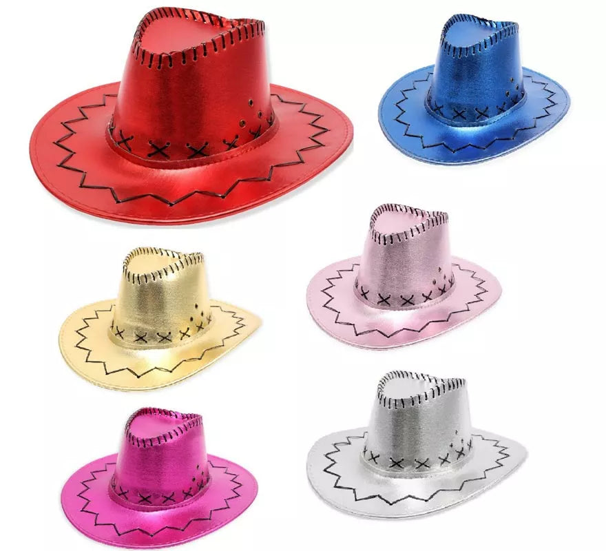 Translation missing: de.Sombrero de Vaquero en varios colores metalizados adulto