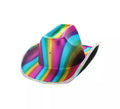 Sombrero de Vaquero metálico con luz Led arcoíris adulto