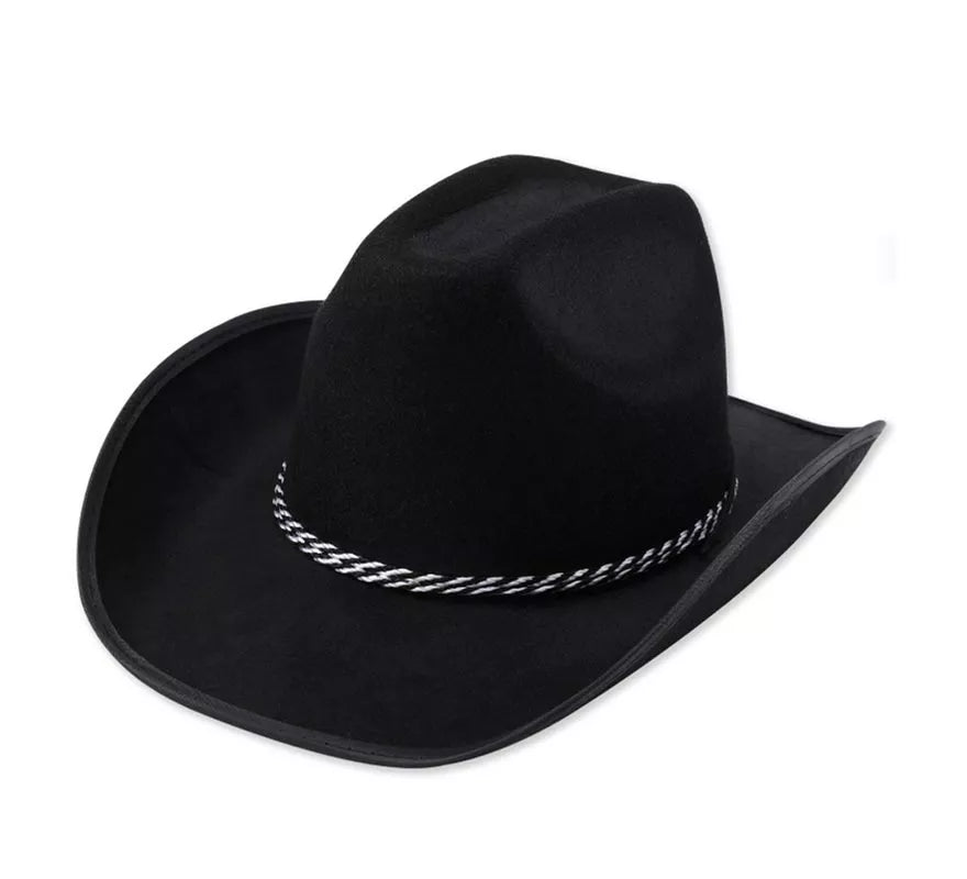 Translation missing: de.Sombrero de Vaquero negro con cordón gris adulto