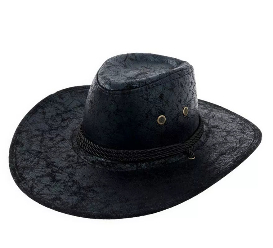 Translation missing: de.Sombrero de Vaquero negro texturizado con cordón adulto