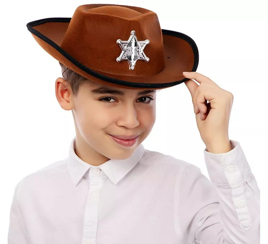 Translation missing: de.Sombrero de Vaquero Sheriff marrón infantil de 34x26x9 cm